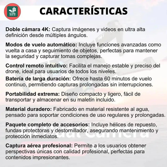 Dron PRO 4K WIFI + Control de Alta Definición - (ESTUCHE DE REGALO)
